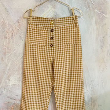 Pantalón BIRK jeans vichy Mostaza