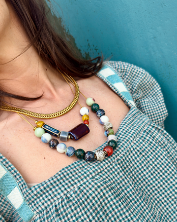 Collar cerámica bolas multicolor