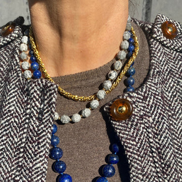 Collar Jaspe gris cuadrado