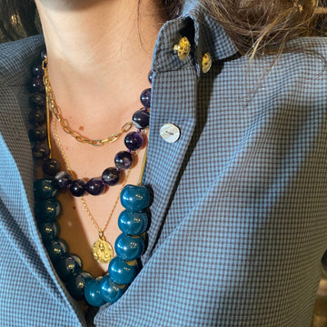 Collar amatista morada bolas