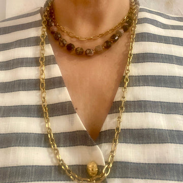 Collar rodonita mármol cuadrado