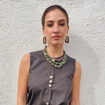 Collar aventurina verde cuadrado