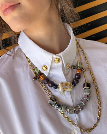 Collar cerámica Duo brown