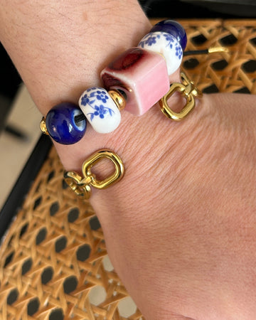 Pulsera cerámica cubo Pink