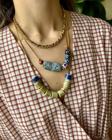 Collar cerámica Duo oliva