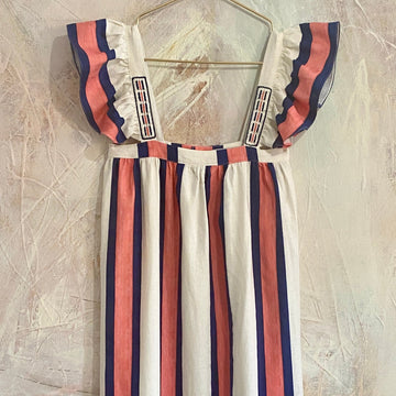 Vestido Inés rayas fresa