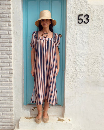 Vestido Mencía rayas café