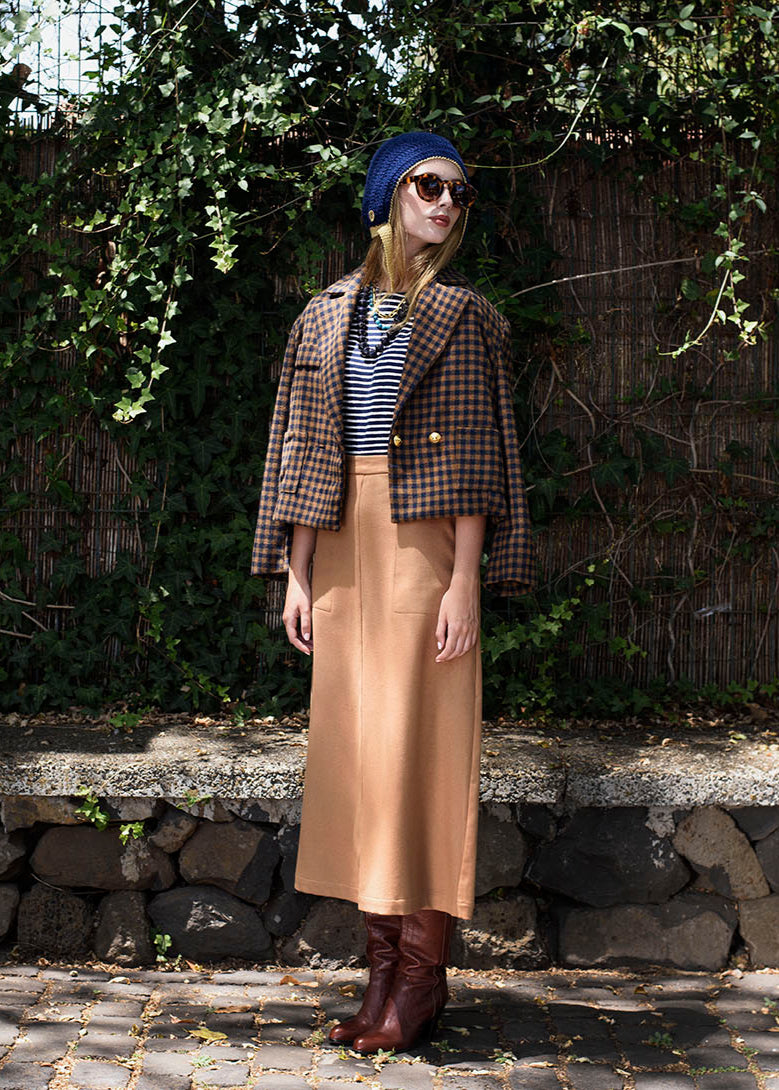 Falda Mirta camel