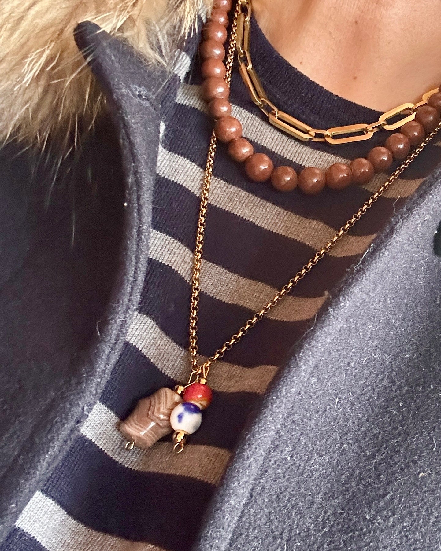 Collar Par Agatha Caramelo