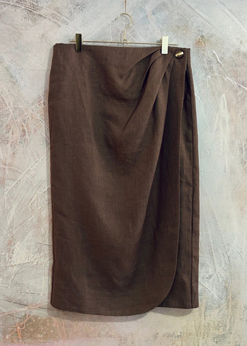 Falda Martina lino chocolate