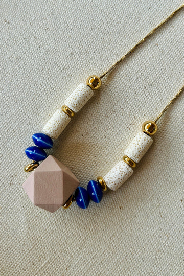 Collar Hexagon Stone Blue