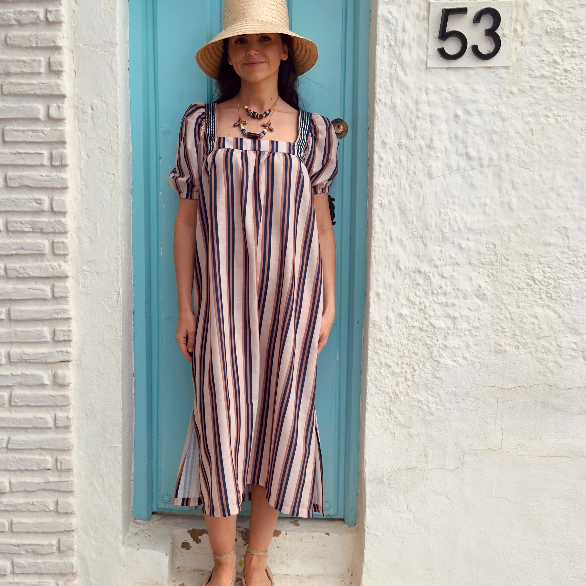 Vestido Mencía rayas café